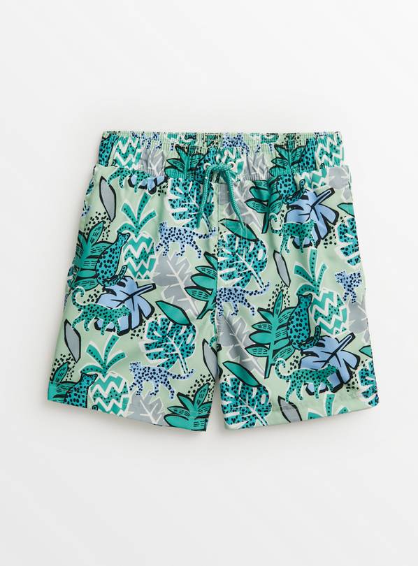 Green Jungle Print Swim Shorts 12 years